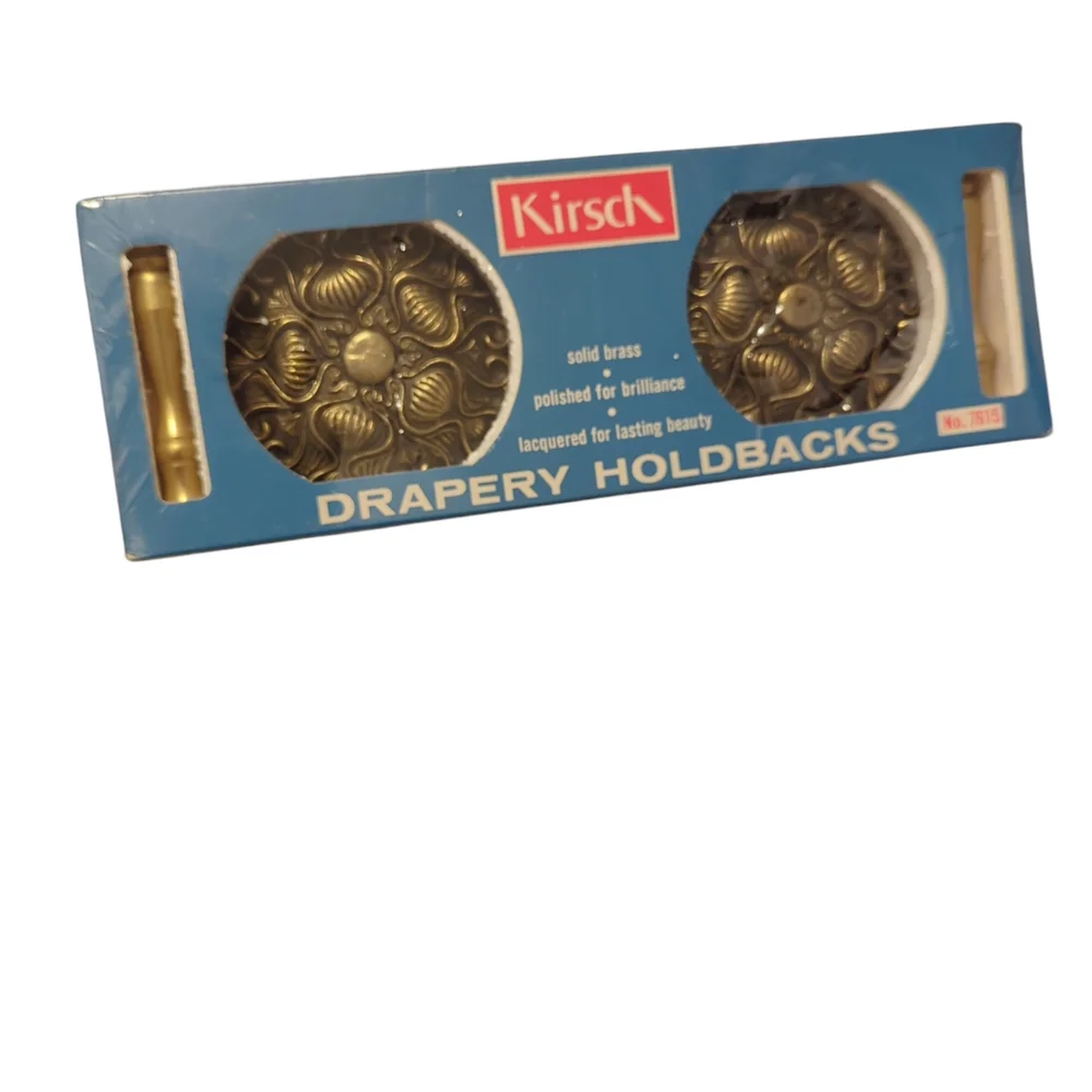 VINTAGE Kirsch Solid Brass Drapery Holdbacks Hollywood Regency Medallion Ornate - Picture 1 of 7